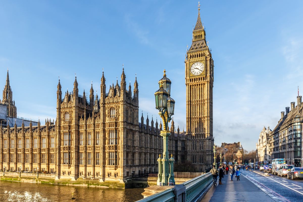 View of Big Ben in sunshine in London