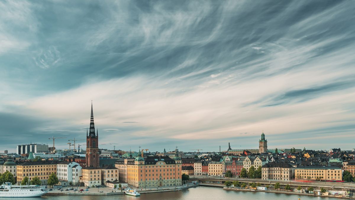 Picturesque, famous view over the quay, Stockholm