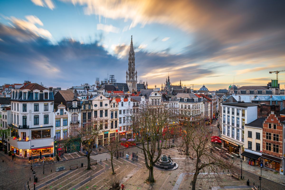 Brussels, Belgium, square and city skyline